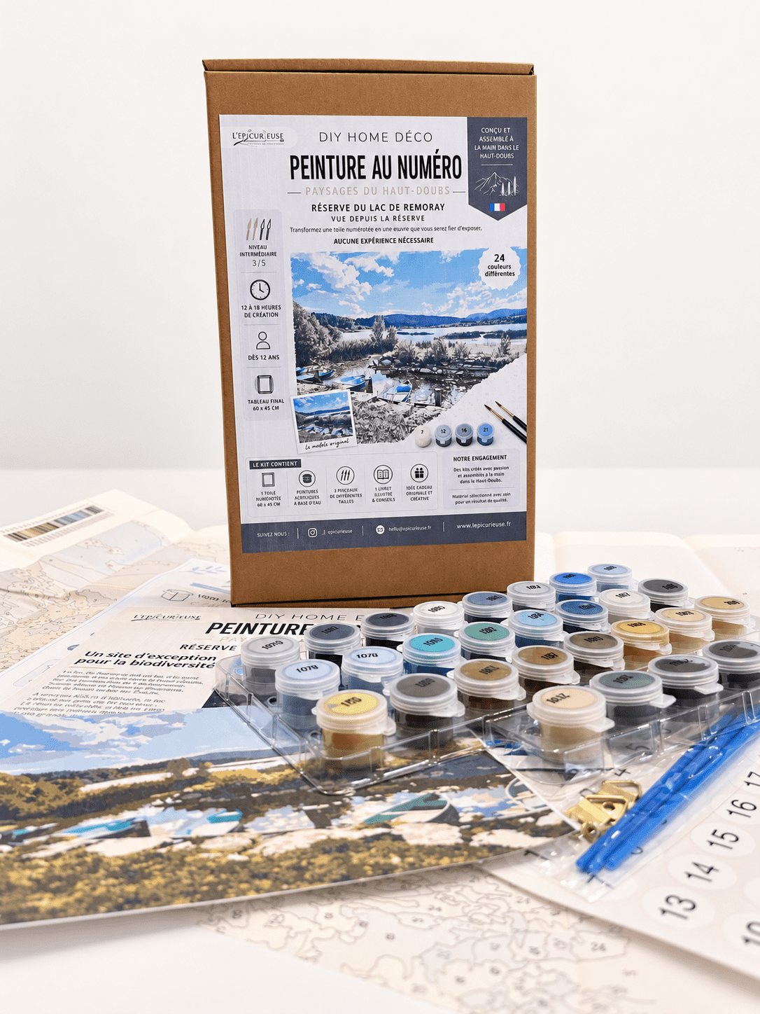 Kit DIY peinture au numéro Réserve du lac de Remoray 60 x 45 cm