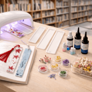 Atelier créatif de création de marque-page en résine UV à la bibliothèque de Jougne