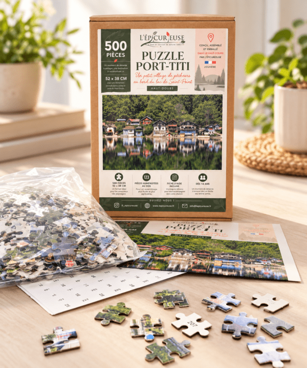 Puzzle Port-Titi 500 pièces représentant le lac de Saint-Point dans le Haut-Doubs