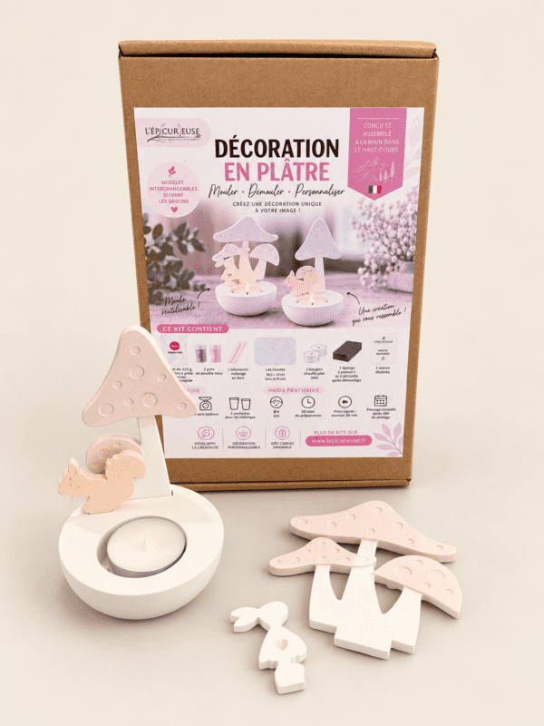 Kit DIY décoration en plâtre Raysin 200 avec bougeoir champignons interchangeables