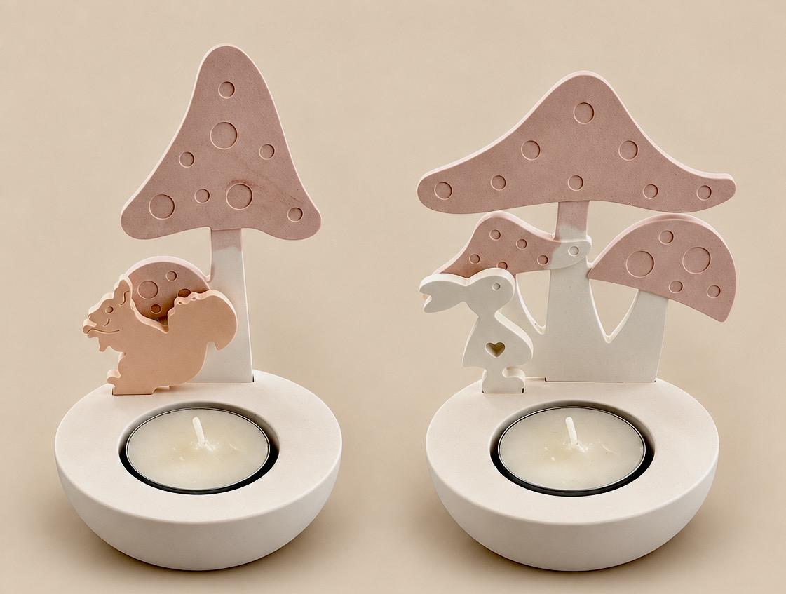 Kit DIY décoration en plâtre Raysin 200 avec bougeoir champignons interchangeables