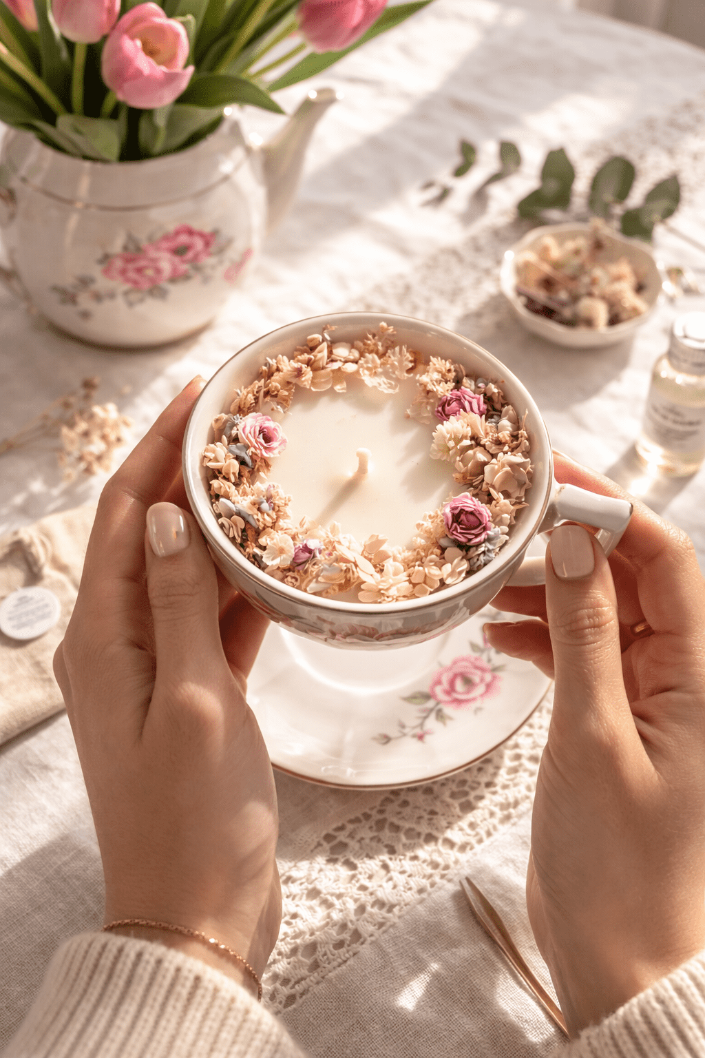 kit DIY bougie décorative tasse chinée L’Épicurieuse