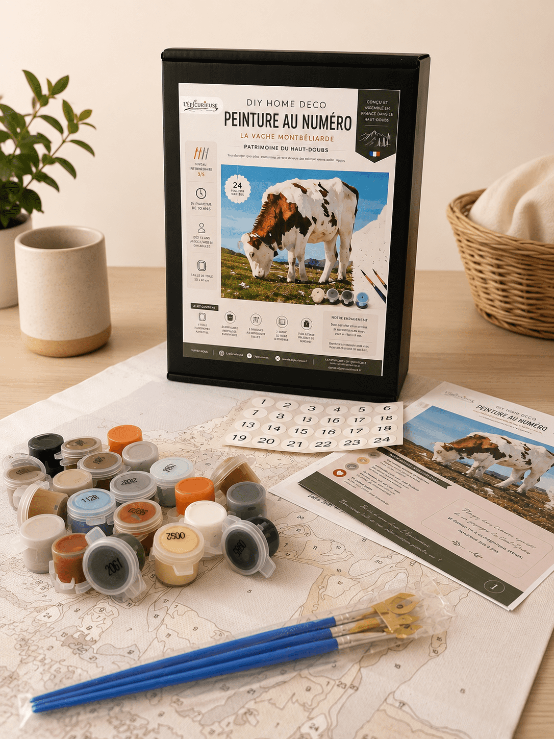 Kit complet peinture au numéro Vache Montbéliarde L’Épicurieuse