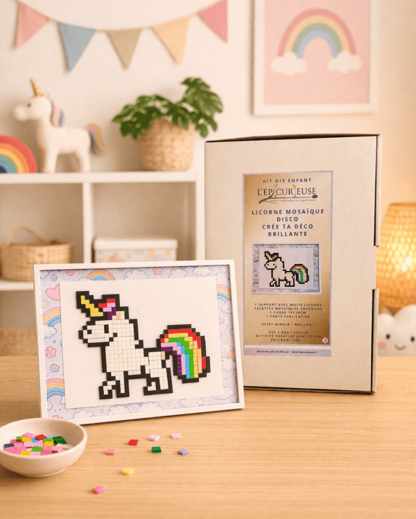 kit diy licorne mosaïque enfant coffret activité créative décoration chambre enfant licorne