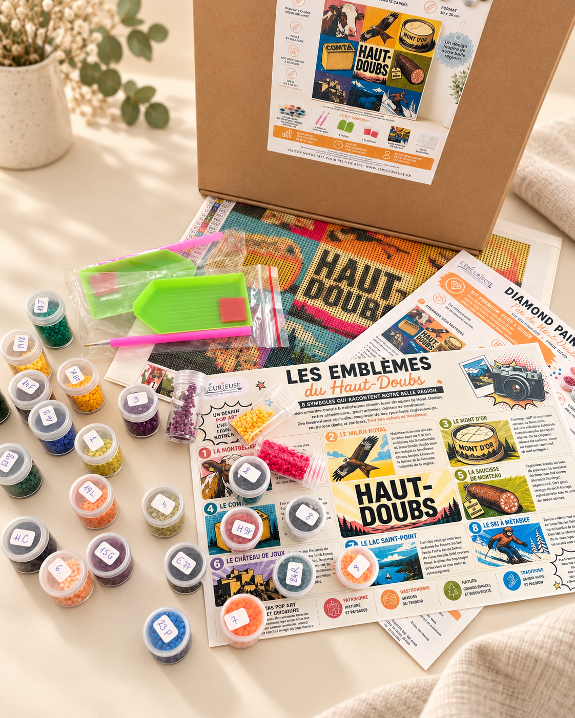 Kit créatif Diamond Painting Haut-Doubs 30 × 30 cm dans sa boîte