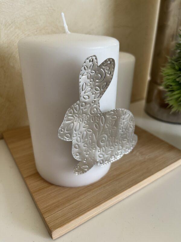 Bijou de Bougie – Grand Lapin en Métal à Repousser en Acier Inoxydable (6 cm)