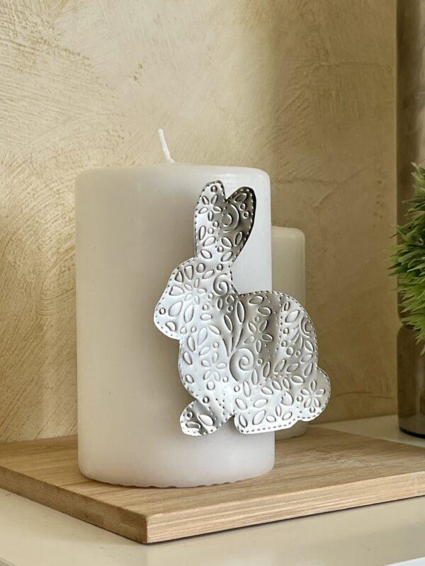 Bijou de Bougie – Grand Lapin en Métal à Repousser en Acier Inoxydable (6 cm)