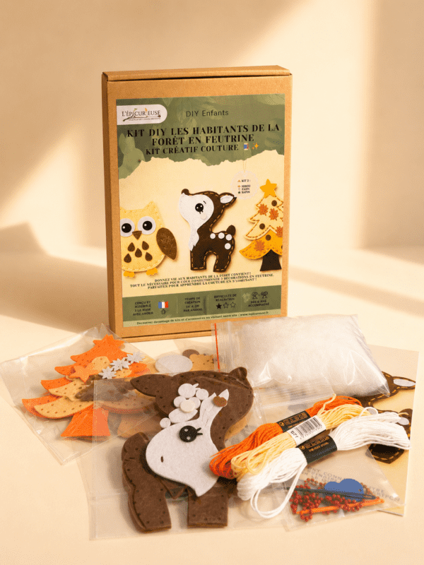 Kit DIY Couture – Les Habitants de la Forêt – Hibou, Faon & Sapin en feutrine