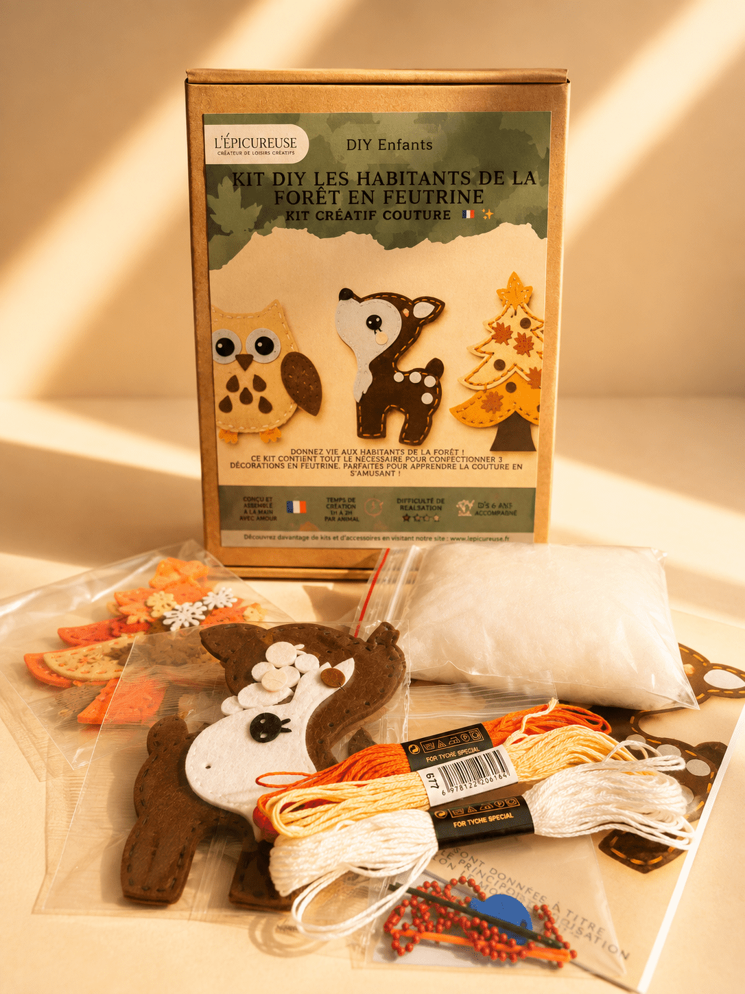 Kit DIY Couture – Les Habitants de la Forêt – Hibou, Faon & Sapin en feutrine
